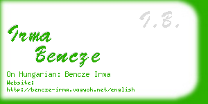 irma bencze business card